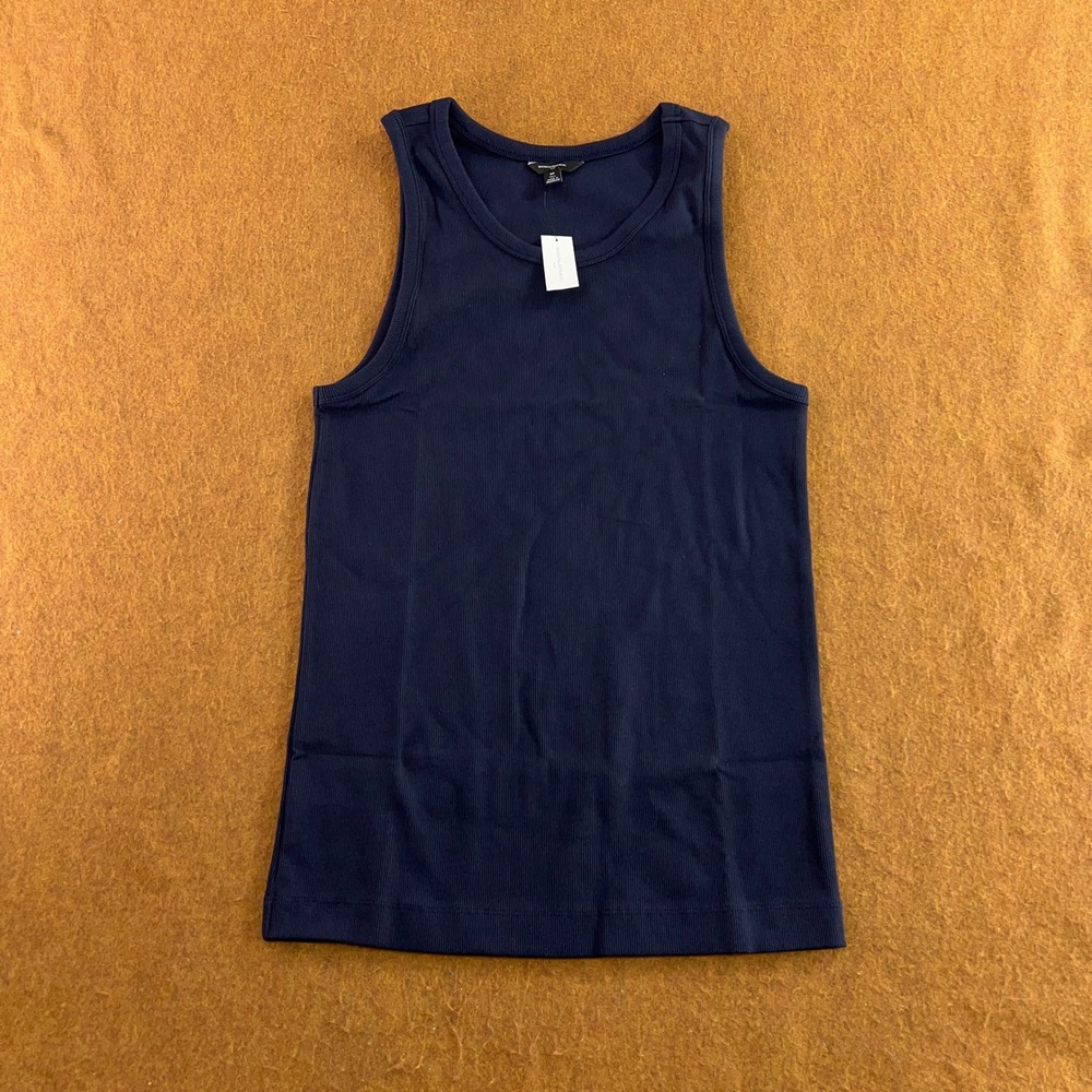 Banana Republic Womens Medium Tall Navy Ribbed Cotton Blend Tank Top NWT